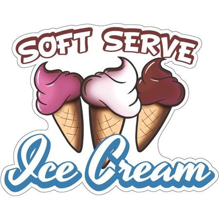 SIGNMISSION Soft Serve Ice Cream Concession Stand Food Truck Sticker, 12" x 4.5", D-DC-12 Soft Serve Ice Cream19 D-DC-12 Soft Serve Ice Cream19
